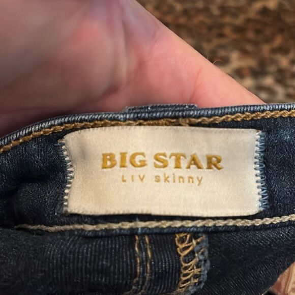 Big Star Liv Skinny Blue Factory Distressed Denim Jeans Festival Concert Event - Picture 13 of 13